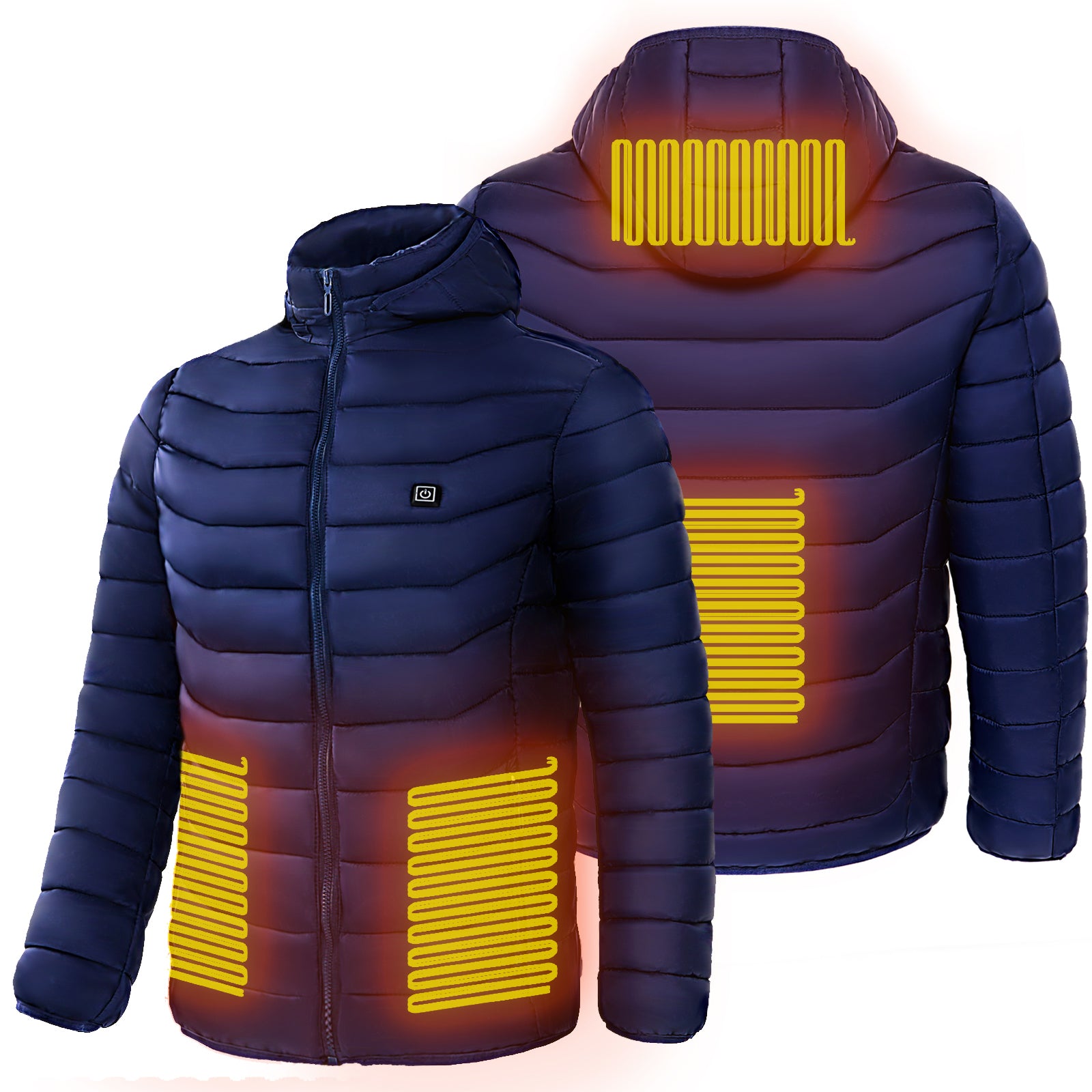 Men Heated Puffer Jacket Electric Heating Coat Insulated Hood Windbreaker 9Heat Zones Secondary image