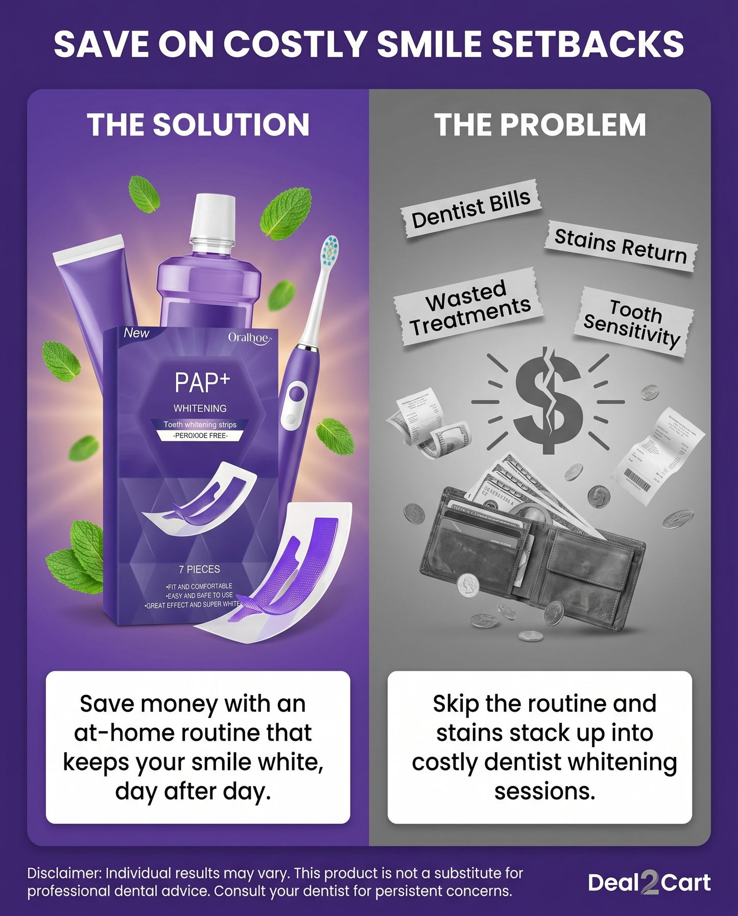 Whitening Teeth Strips Purple Teeth Strips Dry-application